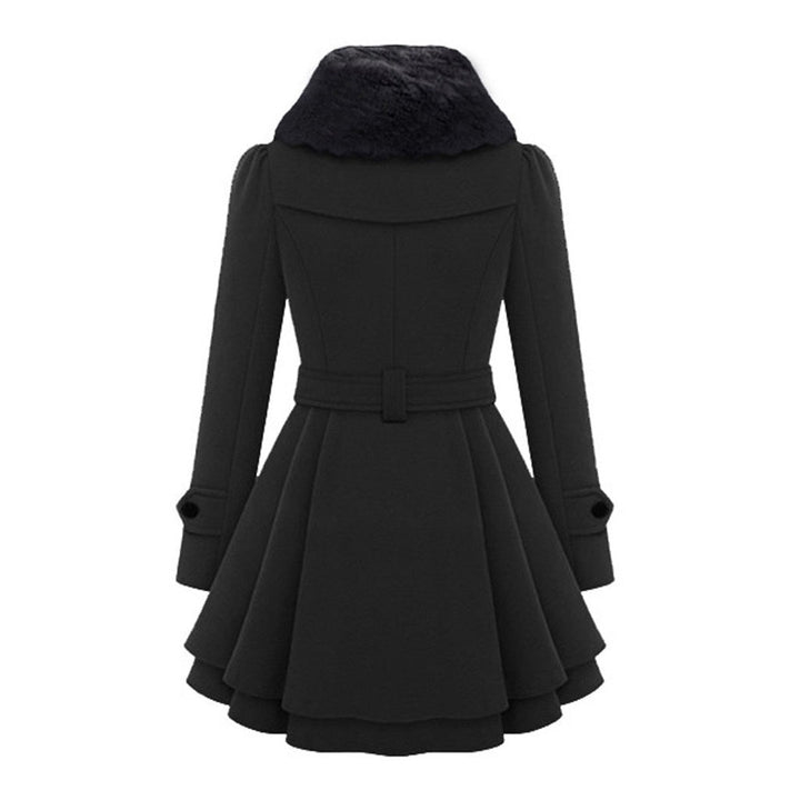 Elegant women's long winter coat, designed for ultimate warmth with a plush faux fur collar. Perfect winter outerwear.