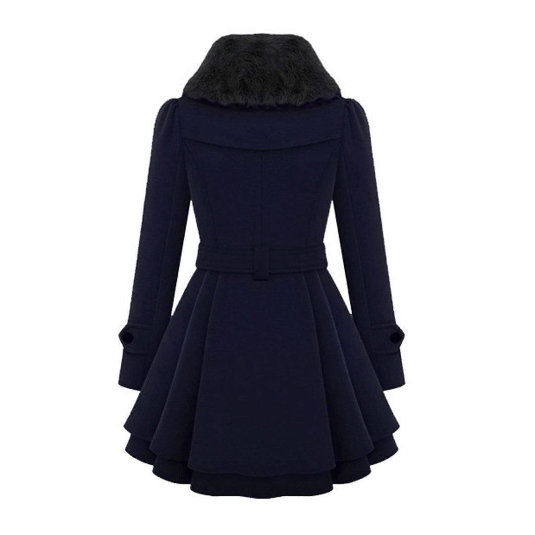 Warm & stylish women's long winter coat featuring a luxurious faux fur collar. Your perfect elegant cold weather companion.
