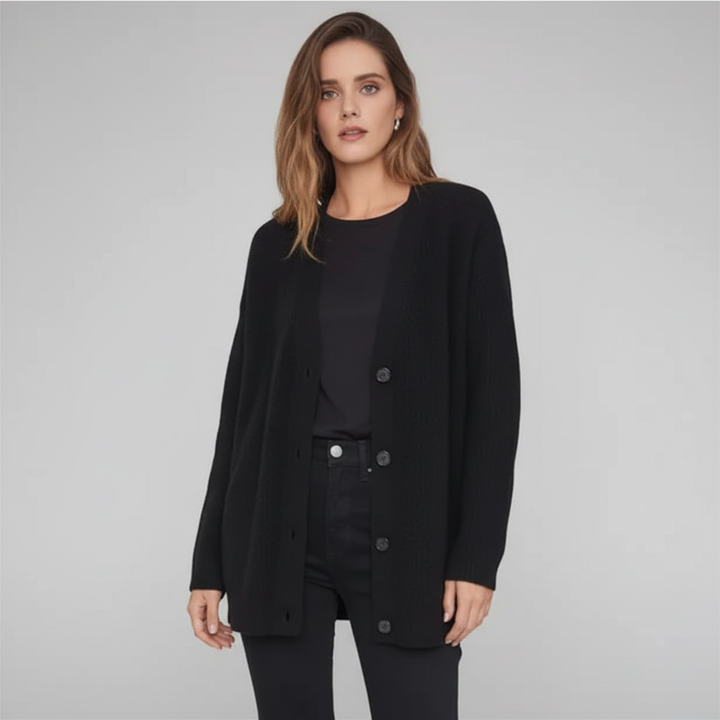 Soft knitwear women's cashmere waistcoat with V-neck, offering luxurious warmth for winter fashion