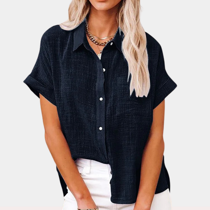 Women's loose fit casual summer blouse, breathable fabric, short sleeve, everyday fashion top