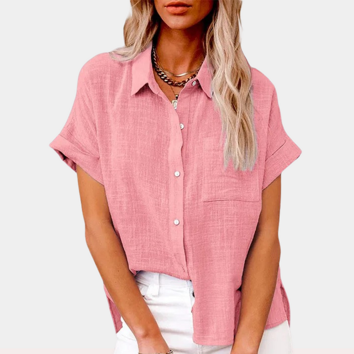 Casual dames zomerblouse, loose fit, ademende stof, korte mouw, alledaagse mode voor vrouwen