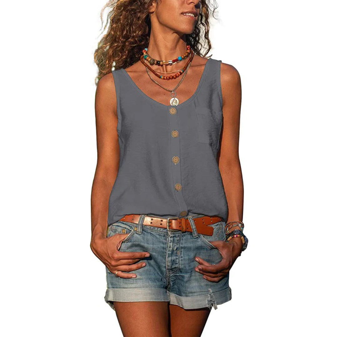 Women's loose fit sleeveless top in soft fabric, perfect for casual summer fashion and everyday wear.