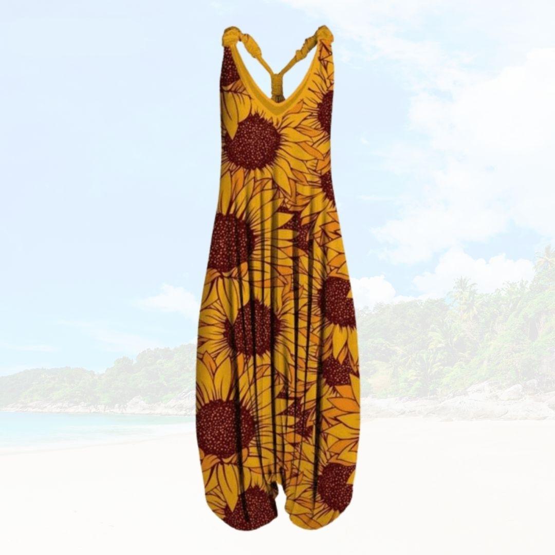 Stylish women's loose fit jumpsuit, perfect for summer casual or resort wear.