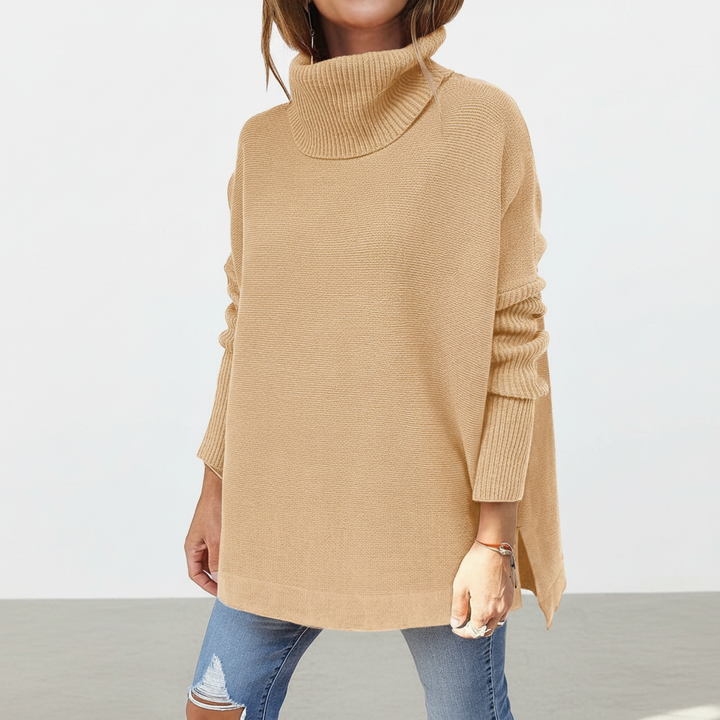 Women's casual oversized turtleneck sweater, soft yellow for comfortable winter fashion