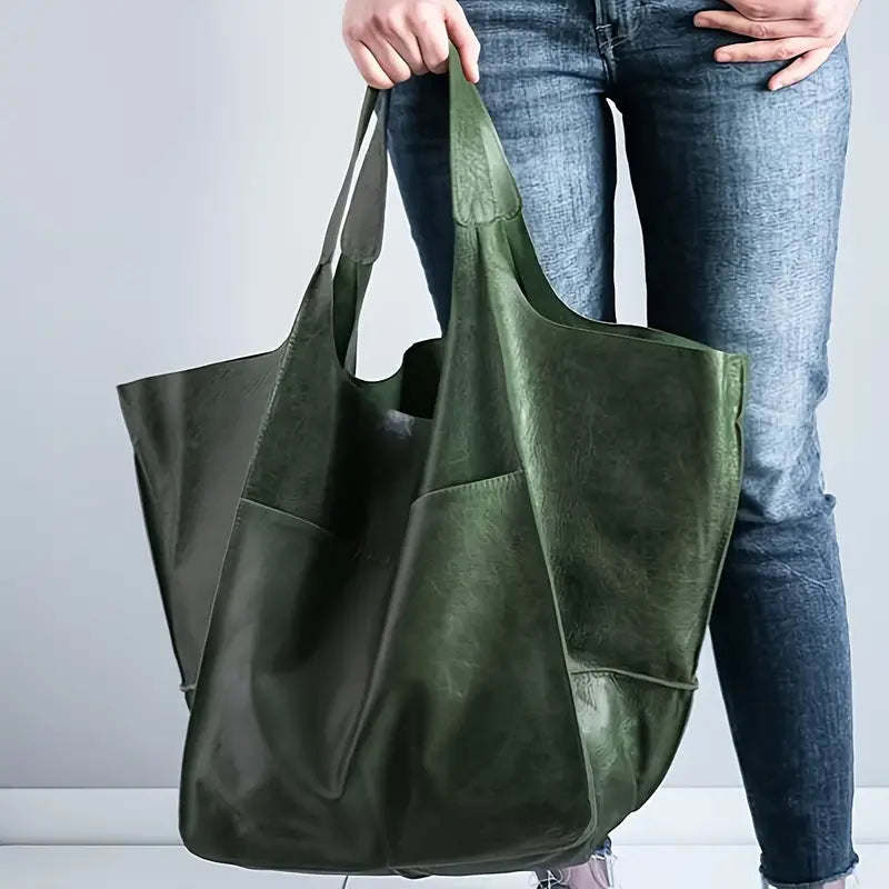 Women's Lorent Grand Spacious Carryall Tote in Olive. Large capacity shoulder bag for everyday use.