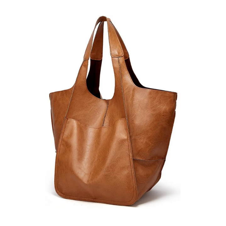 Espresso Lorent Grand everyday handbag, front view highlighting its sleek design & spacious build.