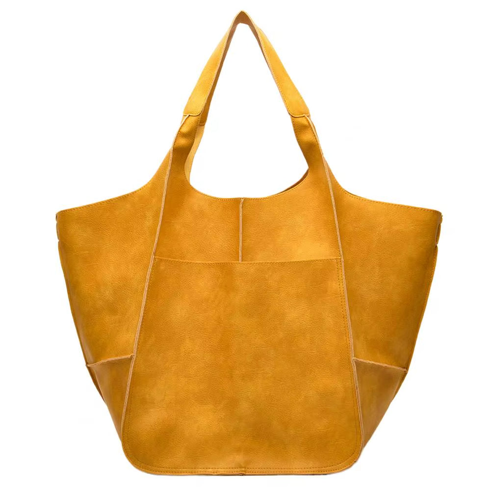 Chestnut women's Lorent Grand tote, side profile displaying its expansive carryall capacity.