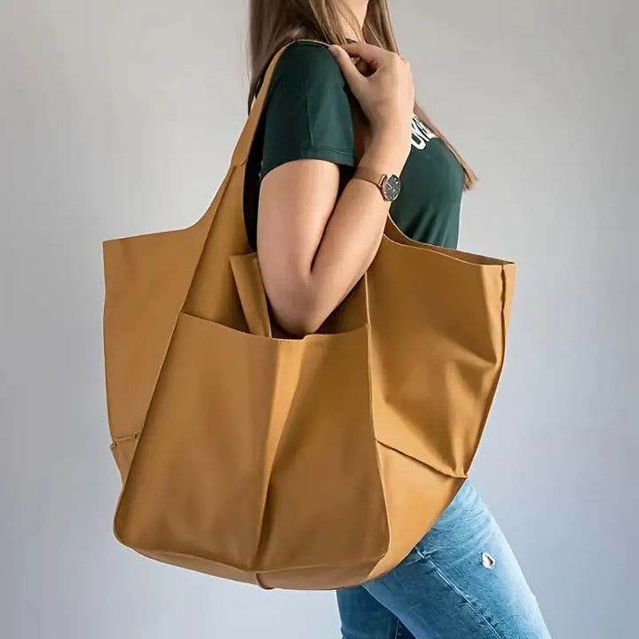 Espresso Lorent Grand carryall shoulder bag. A large capacity women's travel handbag for all essentials.