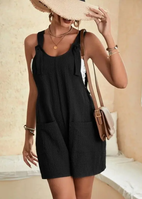 Effortless women's relaxed fit romper, comfortable for lounging, resort, or summer daily wear.