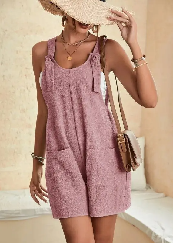 Relaxed fit women's lounge romper, super comfortable for casual wear with adjustable straps.