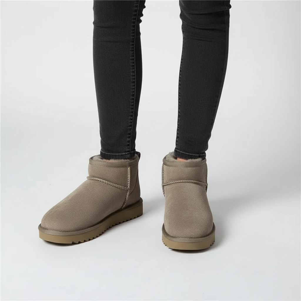 Elegant women's low-cut sheepskin winter boots. Regina ankle boots provide warmth and style.