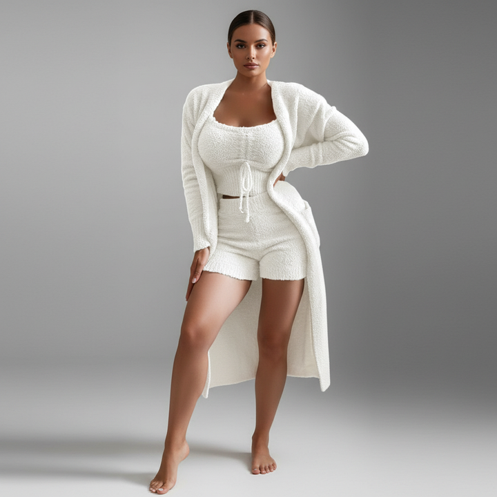 Lucia three-piece set for women, designed for comfort and style, a must-have for loungewear collection