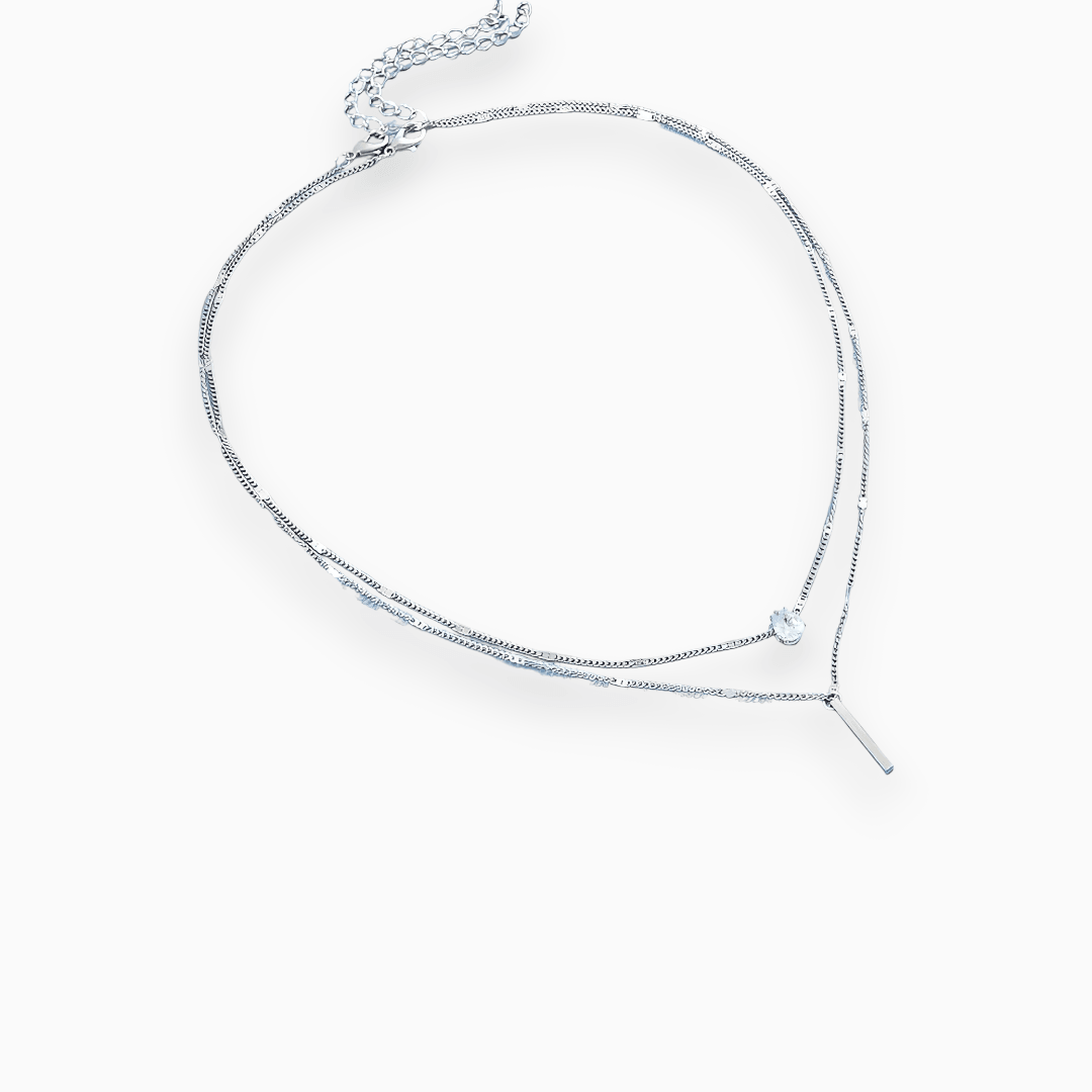 Women's Lumia luminous glow grid chain necklace, an elegant and shining fashion accessory.