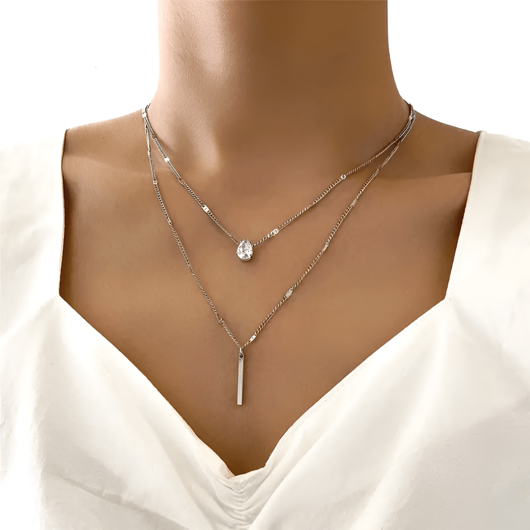 Adjustable Lumia luminous glow grid necklace in gold or silver, radiant women's jewelry with unique shine.