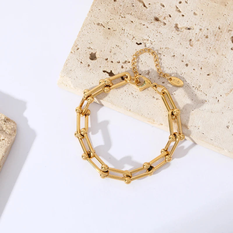 Lumiere gold link chain necklace. Premium plated women's accessory for elegant, sophisticated style.