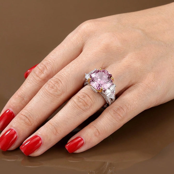 Sparkling rose cut tourmaline ring for women, vibrant gemstone floral design, adjustable band.