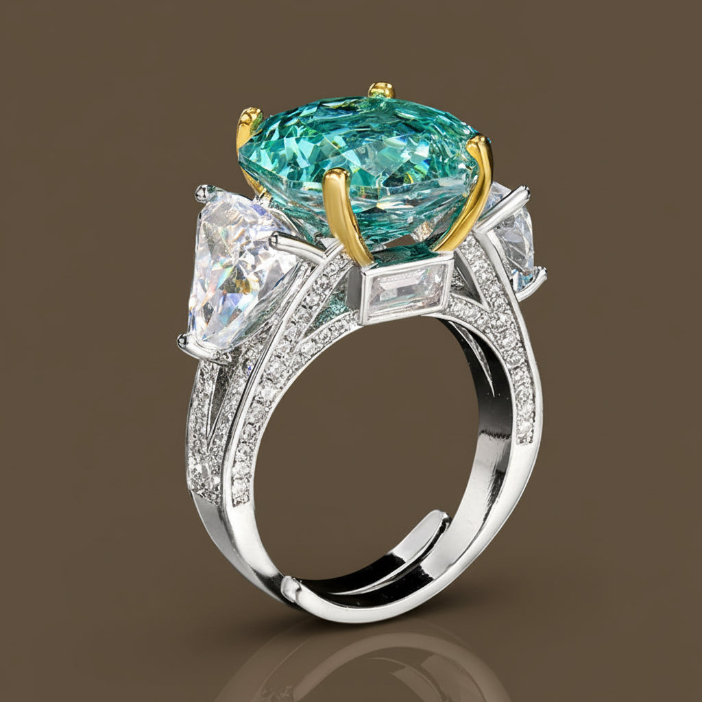 Adjustable women's rose cut tourmaline ring, versatile colorful gemstone jewelry, a chic fashion accessory.