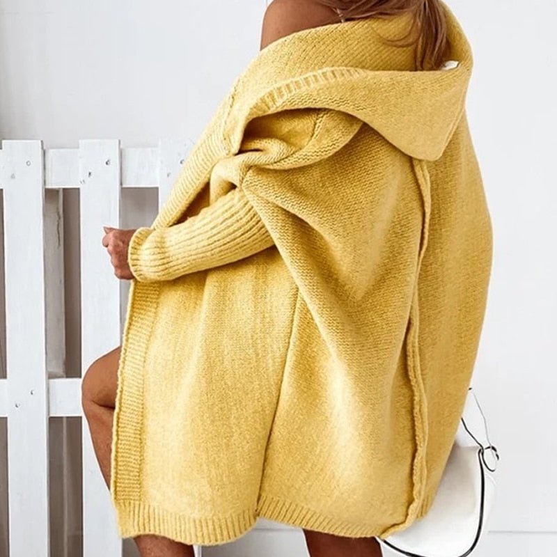 Women's hooded batwing sleeve cardigan, an oversized cozy layer for comfortable everyday style.