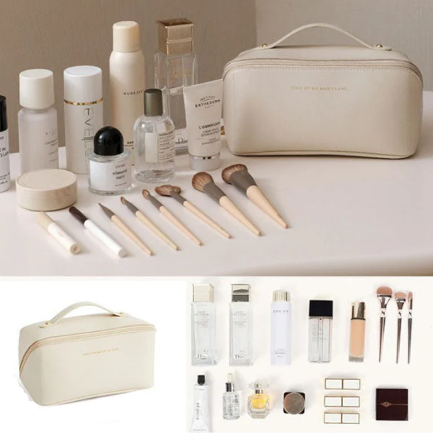 Women's Luxe Cosmetic Organizer Case, elegant BelleVault travel makeup bag for beauty essentials.