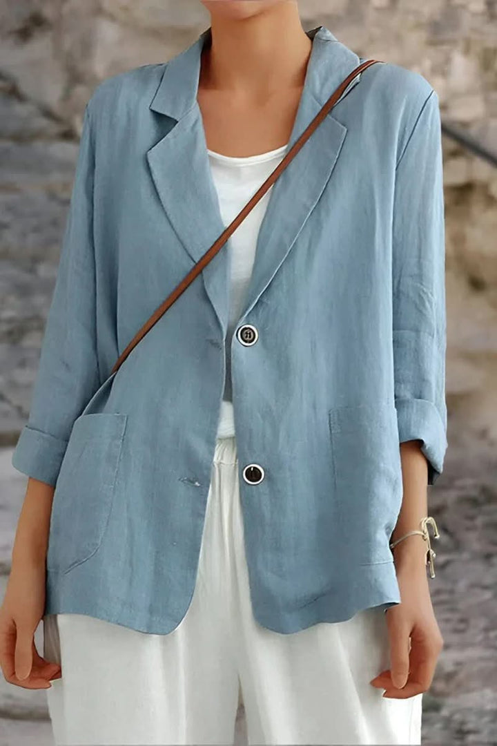 Modern women's luxe open back blazer, a chic tailored jacket for contemporary style, workwear, or evening wear. Formal top.