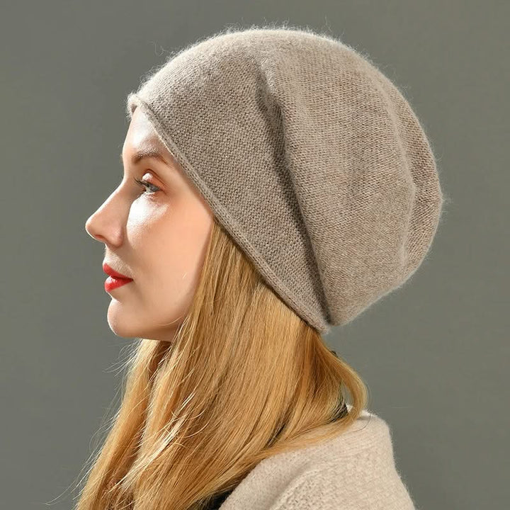 Women's luxurious cashmere beanie hat, incredibly soft and warm for winter.