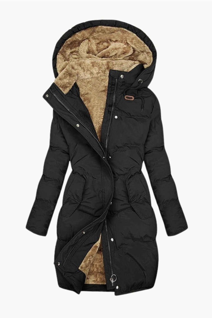 Women's luxurious insulated winter coat, warm & stylish, perfect for cold weather fashion.