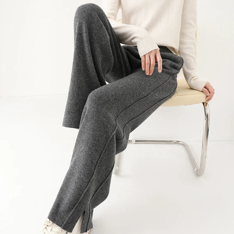Premium merino wool trousers for women, breathable and luxurious, great for cold weather.