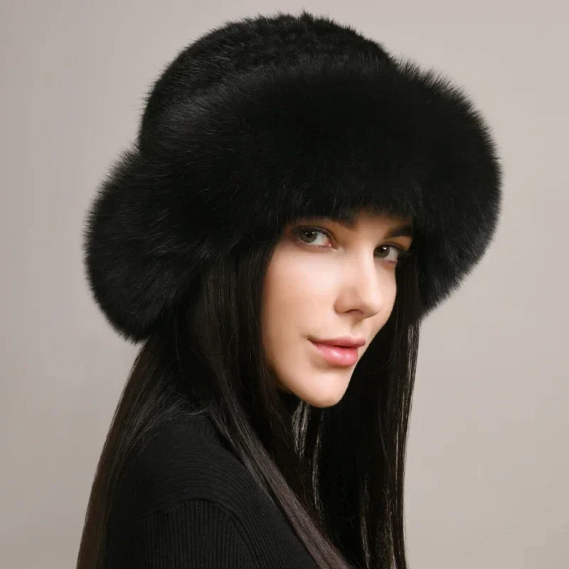 Women's luxurious mink fur hat, perfect for ultimate winter warmth and elegant style in cold weather.