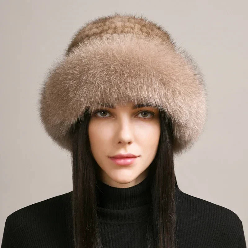 Soft, plush women's mink fur winter hat, a warm and stylish luxury accessory for cold weather fashion.