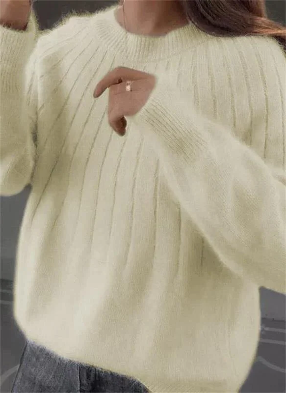 Soft women's cashmere knitted pullover sweater, a luxurious choice for cold weather.