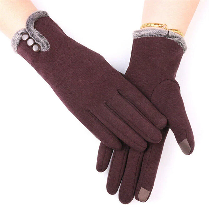 Warm women's luxury touchscreen gloves, perfect for staying connected in winter. Soft knit fabric for comfort & style.