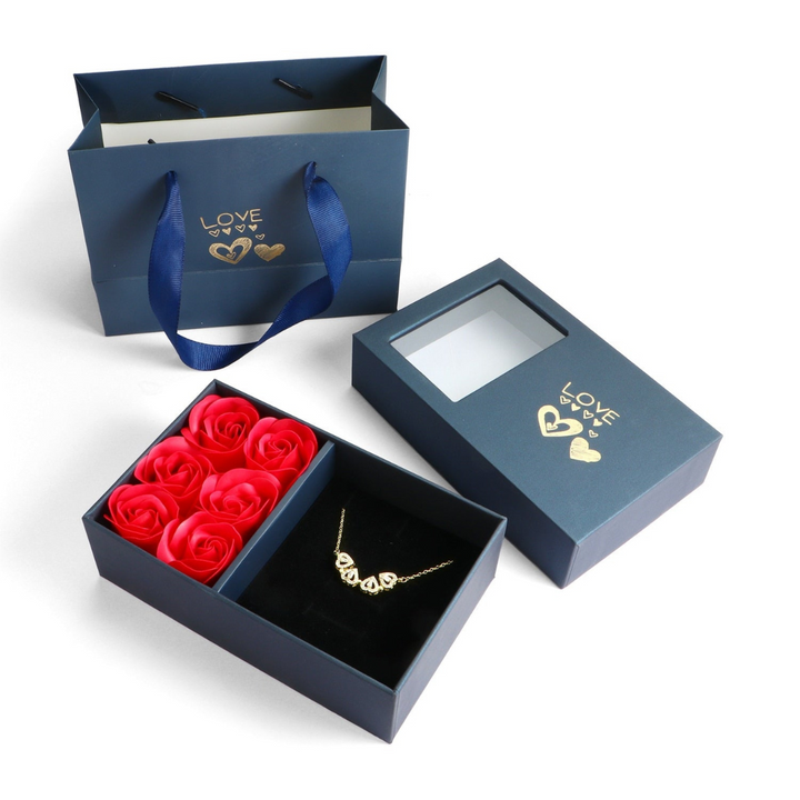 Rose gold plated luxury diamond necklace for women, featuring dazzling zirconia stones. Elegant and fashionable.