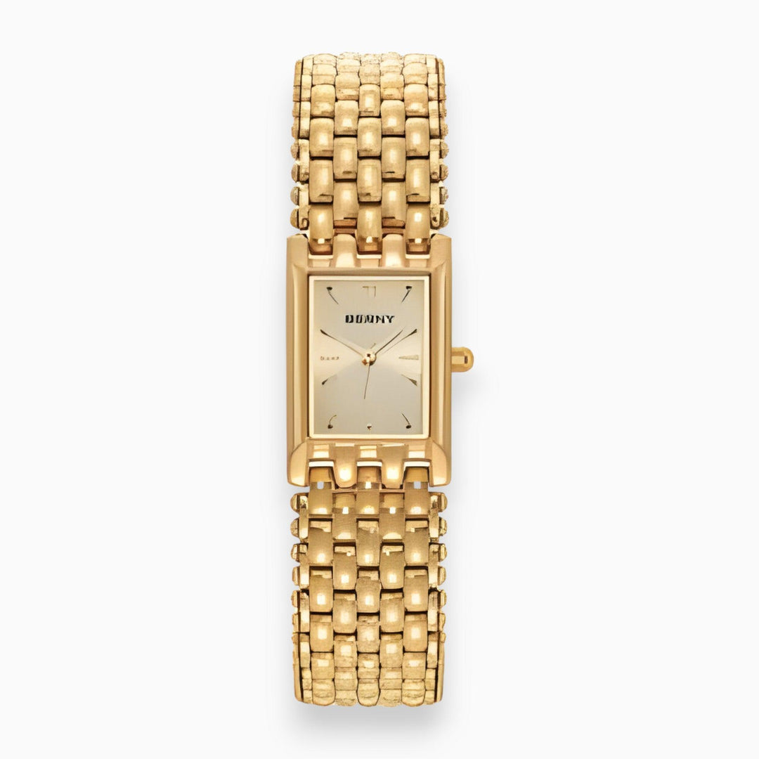 Women's luxury gold-plated square quartz watch, elegant and water-resistant, a perfect fashion accessory for her.