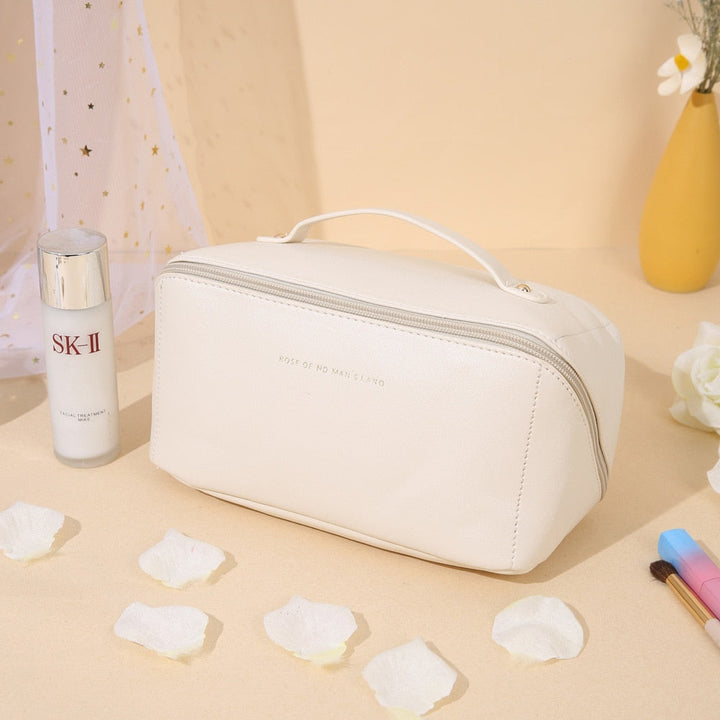 Durable & compact luxury beauty case. Women's travel makeup organizer for secure and elegant cosmetic storage.