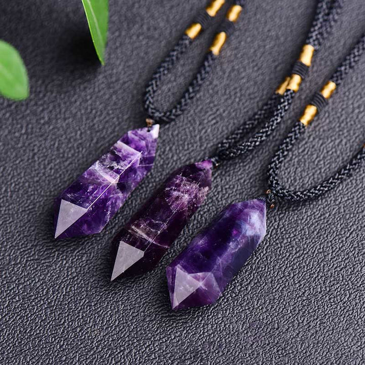 Natural amethyst spiritual healing necklace for women, energy crystal.
