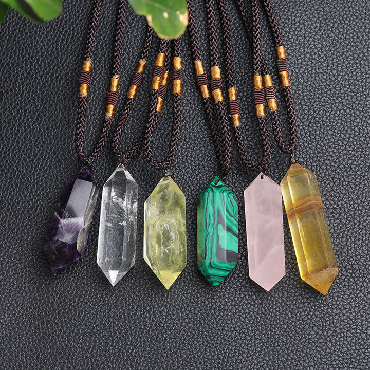 Women's unique amethyst necklace, spiritual crystal healing pendant.