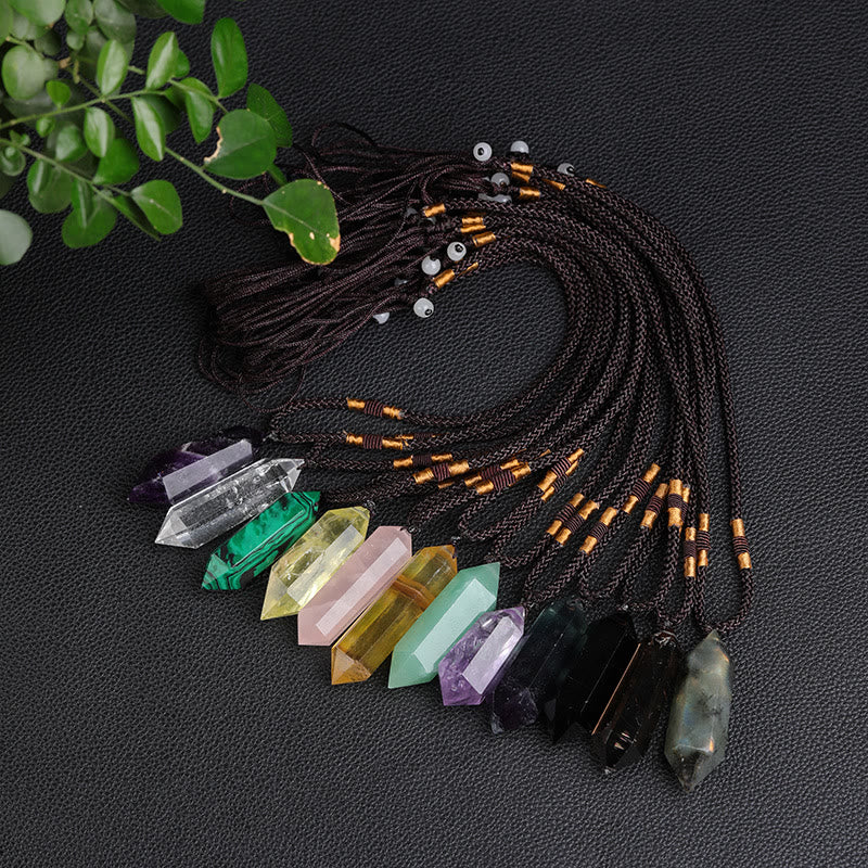 Lyra amethyst natural stone necklace, women's energy healing jewelry.