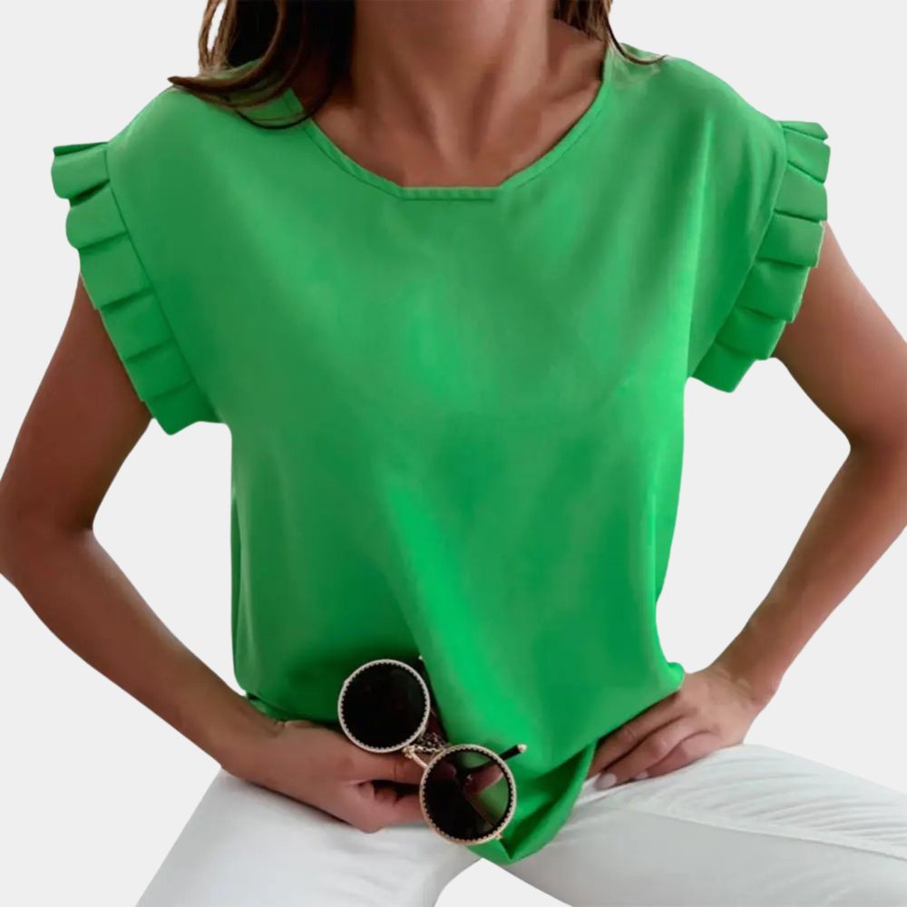 Women's Lyra flutter sleeve casual t-shirt in soft, breathable fabric, ideal for summer fashion.