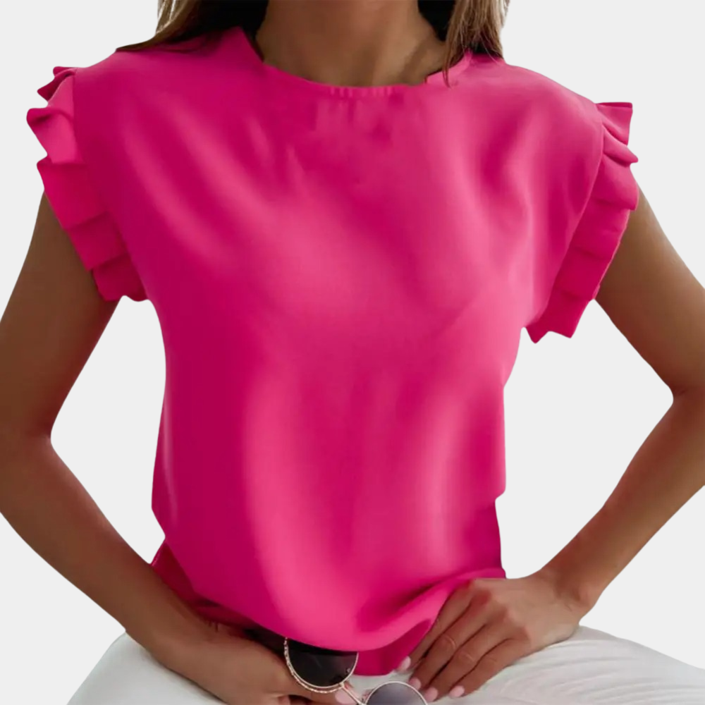 Summer-ready women's flutter sleeve top, Lyra casual t-shirt with soft, breathable fabric.