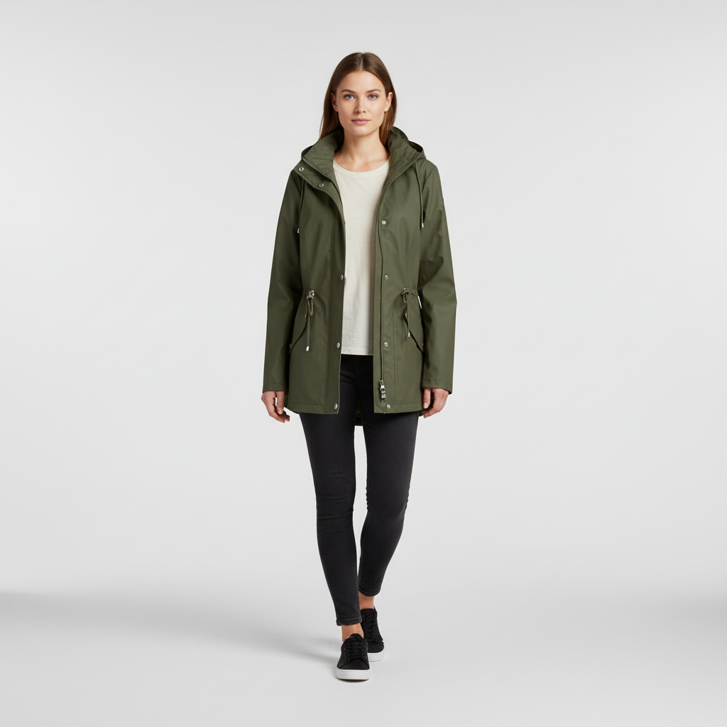 Fashionable women's Maja raincoat with adjustable waist, ideal for autumn weather