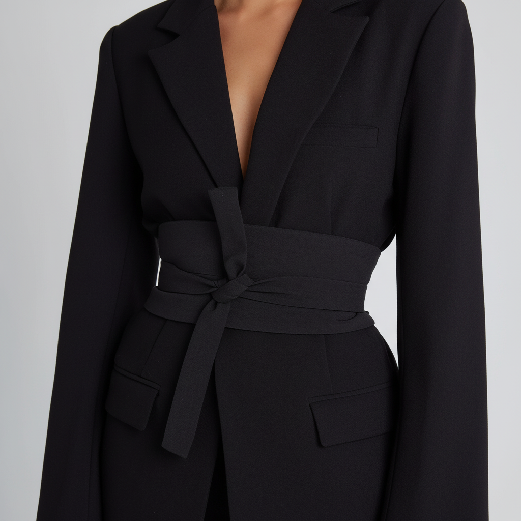 Close-up of a women's Marina smart casual slim fit blazer, highlighting fabric texture