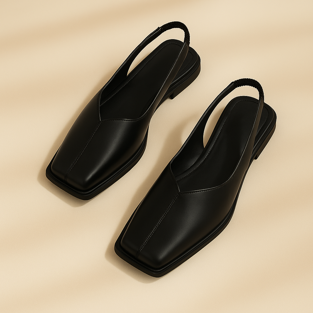Fashionable women's Marvella square toe slip-on flats, comfortable and sleek for summer and casual outfits.