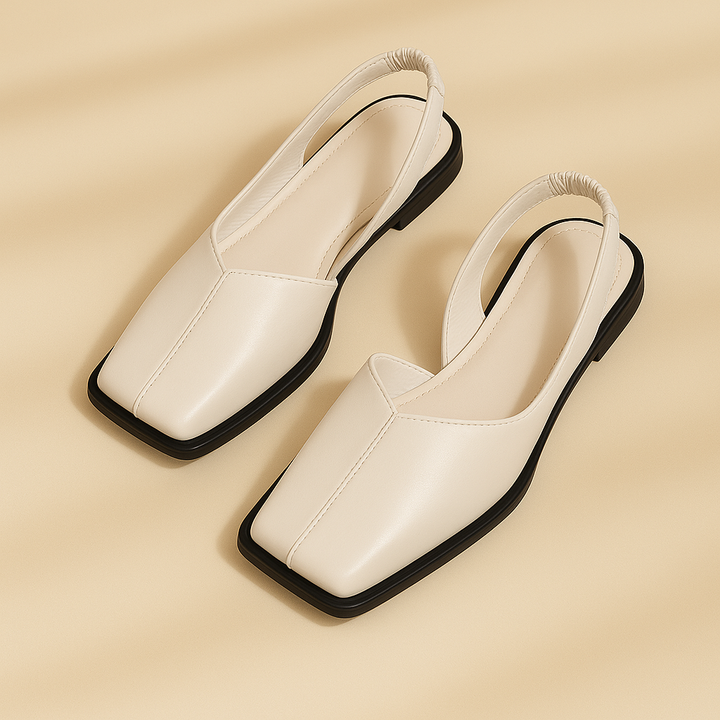 Versatile Marvella square toe slip-on flats for women, offering modern style and effortless comfort.
