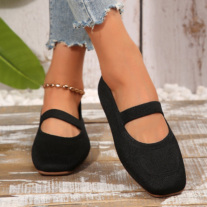 Playful women's smiling face Mary Jane ballet flats, comfortable & stylish casual shoes for daily wear.