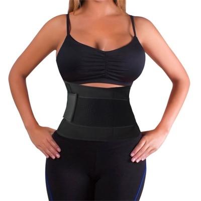 Women's MaxFit abdominal compression waist trainer for fitness, exercise, and enhanced sweating.