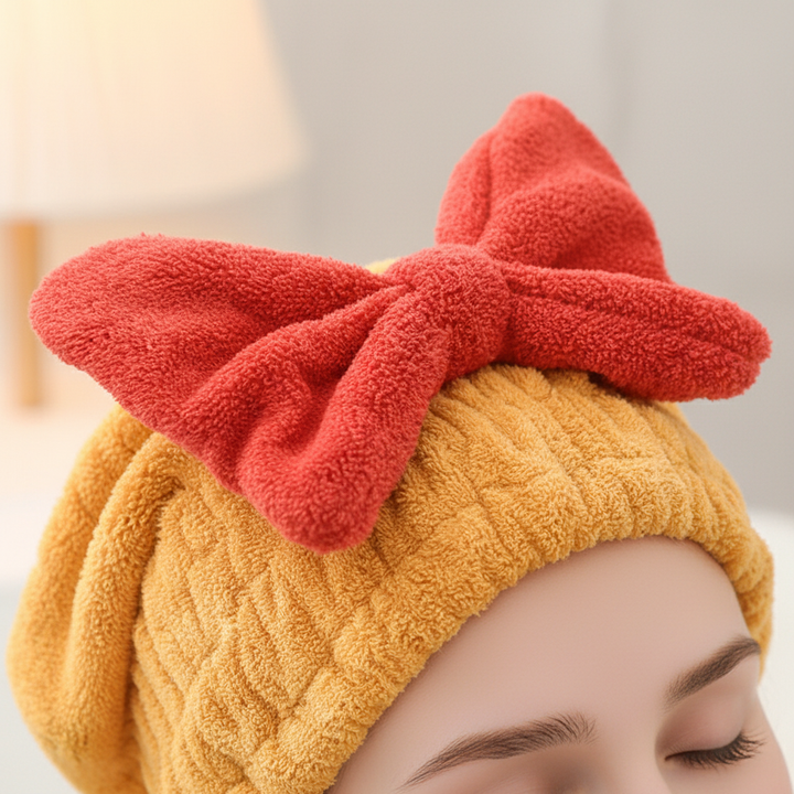 HairHug microfiber hair towel with loop, designed for fast drying and frizz-free hair