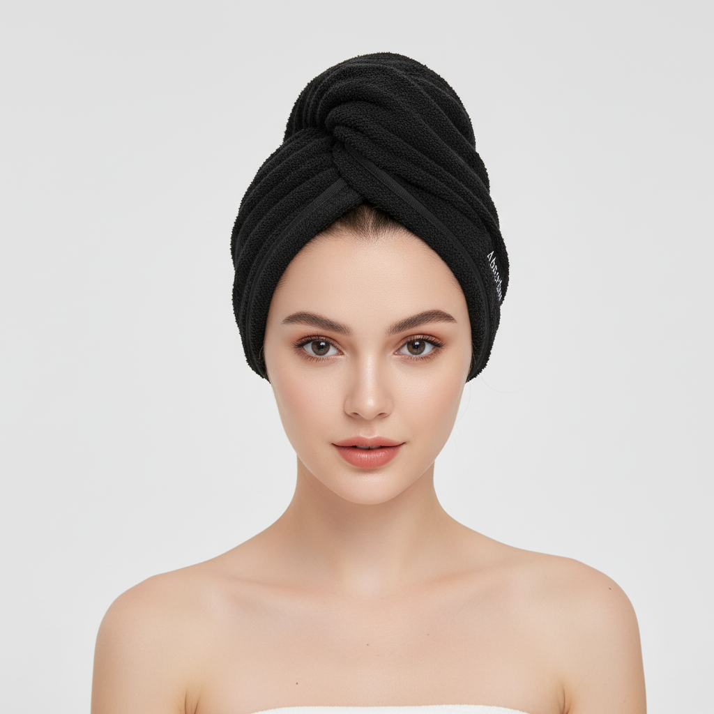 Practical microfiber hair drying turban for women, gentle haircare accessory.