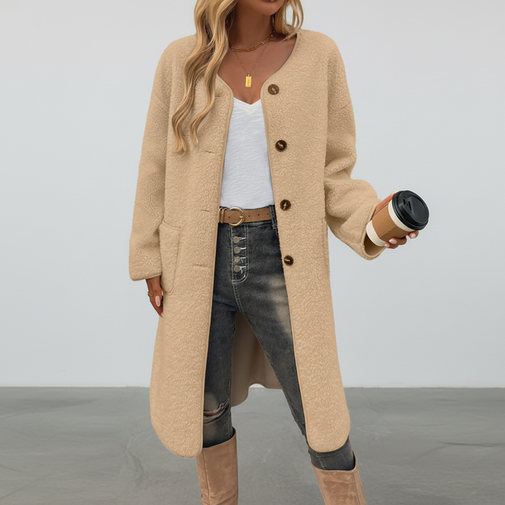 Autumn fashion mid-length fleece coat for women, cozy and versatile