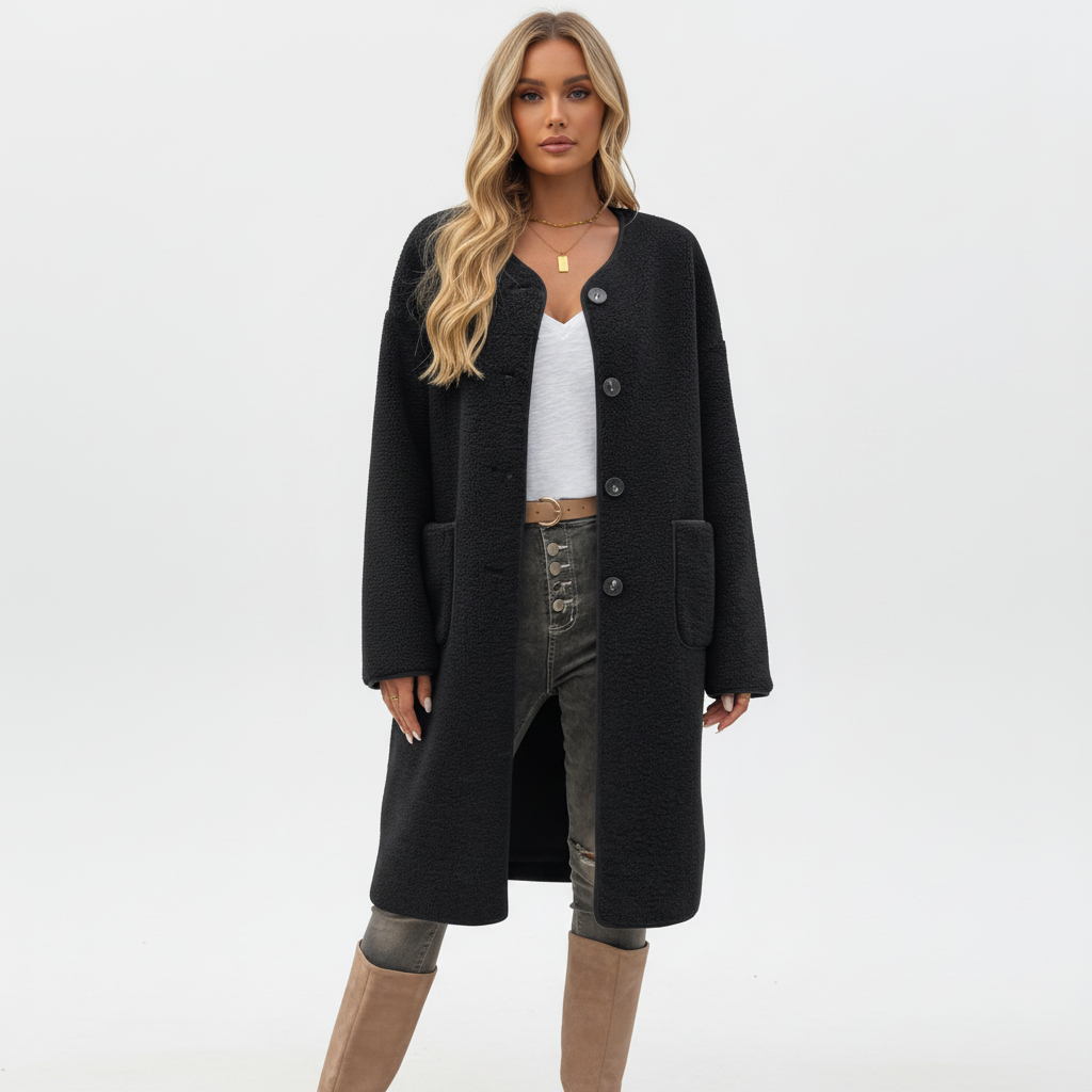 Rita women's mid-length fleece coat, a warm and soft jacket for winter
