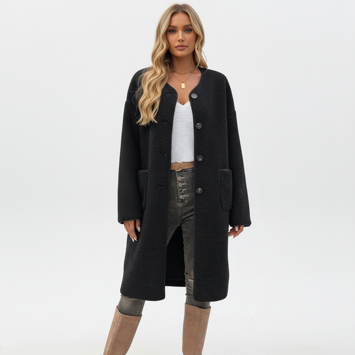 Rita women's mid-length fleece coat, a warm and soft jacket for winter
